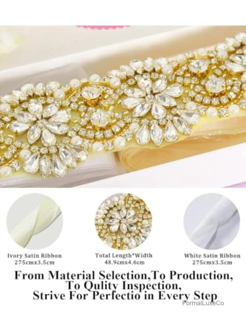 Rhinestone Wedding Belt Crystal Applique Bridal Sash for Dress
